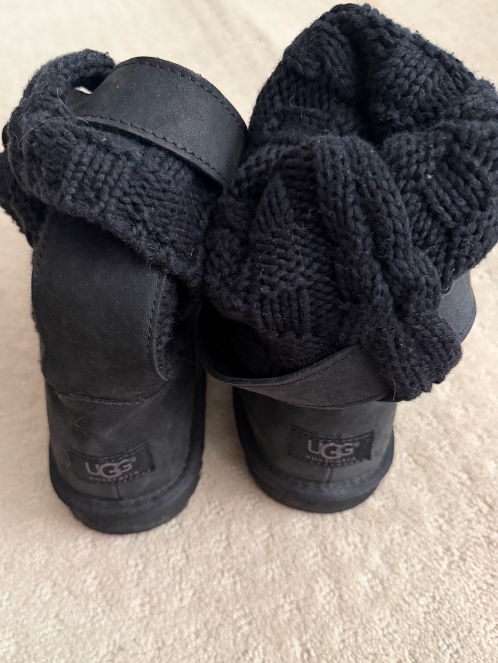 UGG Women’s Black Knit Mid-Calf Suede Boots
